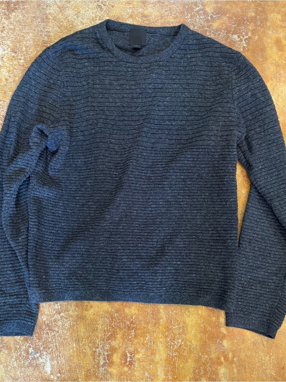 H&M Cotton Ribbed Pullover Sweater Sz M Dark Gray